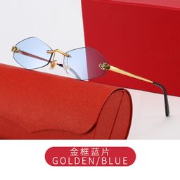 thumbnail for New card home same leopard head sunglasses, foreign trade cross-border fashion irregular sunglasses, rimless copper accessories glasses