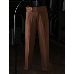 thumbnail for [Rui Shen clothing] Italian Neapolitan casual trousers men's Paris button adjustment business formal wear gentleman straight