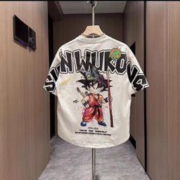 thumbnail for Summer Fried Street Japanese Style Short-sleeved Men&#039;s T-shirt Wukong Anime Printed Teenager Half-sleeved Loose All-match Tuxedo