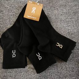 thumbnail for New on Socks 3-Pair Pack Couple Style Solid Color Black and White Trendy Socks Fashion Embroidered Casual Cotton High-Top Socks