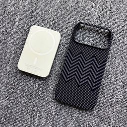 thumbnail for Suitable for iPhone 17 Pro Phone Case, Magnetic Kevlar Pattern Carbon Fiber Apple 17 Half-Pack Matte Protective Case