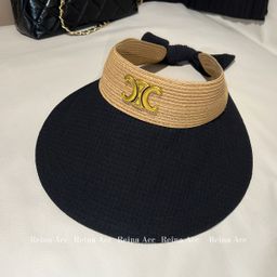 thumbnail for 2025 new summer hat temperament design sense empty top hat strap sunscreen hat sun hat female woman