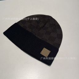thumbnail for Cross-border autumn and winter warm hats, men's and women's outdoor cold-proof knitted hats, cold hats, plaid curled letter beanies, in stock