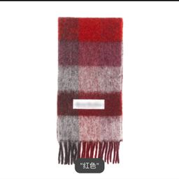 thumbnail for Women's winter scarf double-sided rainbow plaid shawl long seahorse fur color-block scarf with men's tassels