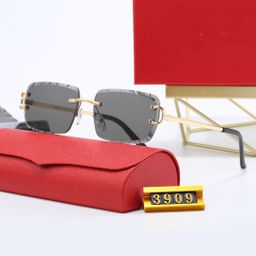 thumbnail for 25 new European and American curved lenses leopard head metal frameless trimmed high-end sunglasses special-shaped lenses 3520 new