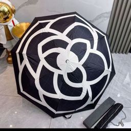 thumbnail for Camellia automatic simple small fragrant black glue sunscreen anti-ultraviolet sun umbrella three-fold umbrella dual-use umbrella