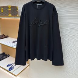 thumbnail for Ac Long-Sleeved T-Shirt 1996 Letter Print Washed and Distressed Cotton Spring and Autumn Unisex Couple Loose Trendy Top