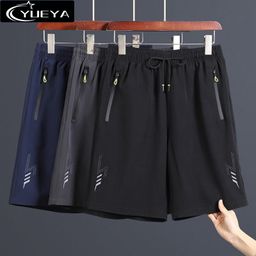 thumbnail for Novos shorts esportivos masculinos de verão em cores sólidas, calças casuais de secagem rápida, calças de fitness em tecido de seda gelada, soltas e plus size.