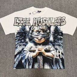thumbnail for Life Hustlers Street Style Rhinestone Pattern Unisex Letter Vintage Short-Sleeve T-Shirt