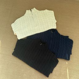 thumbnail for RL Raff Pony Embroidered Men's Cable Sweater Classic Cotton Half Zip Knit