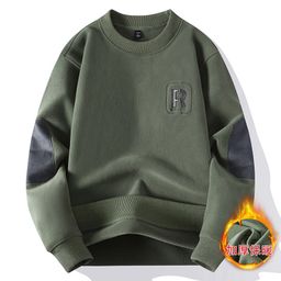 thumbnail for Foreign Trade Men&#039;s Crewneck fleece-lined Thickened Austrian Grain Fleece Long Sleeve Pullover Sweatshirt Trendy Teenagers Men&#039;s Warm T-Shirt