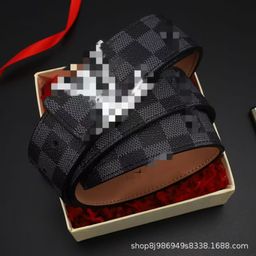 thumbnail for Cross-border men's belt plaid V-buckle classic trend versatile business factory factory straight hair