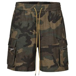 thumbnail for High street wash tide brand camouflage cargo shorts, men's retro casual loose summer drawstring versatile trend cropped pants