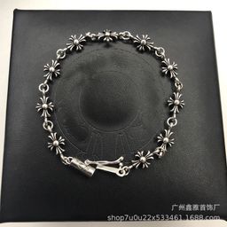 thumbnail for chcroba cross flower diamond bracelet Europe and the United States retro fashion trend S925 standard thin bracelet for men and women couples