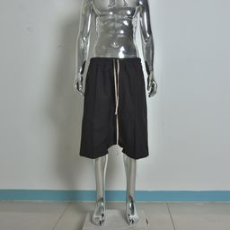 thumbnail for 25RO Hard Cotton Workwear Cotton Harem Hanging Crotch Five-Point Pants Dark Men's European and American High Street Shorts Five-Point Pants for Men