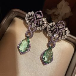 thumbnail for European and American TK light luxury waterdrop flower earrings, elegant and luxurious formal wear, vintage Baroque court-style earrings