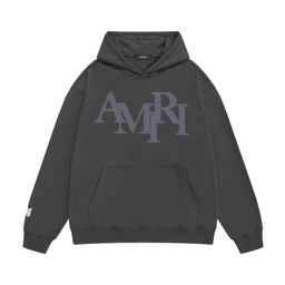 thumbnail for Cross-Border Supply Trendy Brand Amiri Classic Logo Print Hooded Sweatshirt with Lettering on Top and Bottom, Made of 320g Cotton
