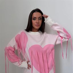 thumbnail for Amazon Wholesale Autumn and Winter Sweaters for Women European and American Love Tassels New Round Neck Fashion Pullover Tops Knitwears