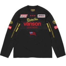 thumbnail for In stock independent 26ss LEATHERS L S TOP co-branded color-blocked embroidered long-sleeved T-shirt