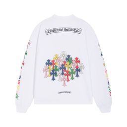 thumbnail for Cross-border correct version of Crowe Chrome Heart high quality double yarn cotton men&#039s and women&#039s printed long sleeve T-shirt