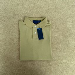 thumbnail for RL Laff Pony Logo Bordado Lapela Camiseta Solta Masculina Top de Algodão Puro Manga Curta Polo Camisa Verão