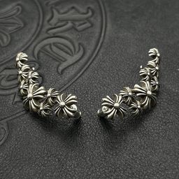thumbnail for Trendy jewelry, multi-cross flower stud earrings, Thai silver retro sterling silver pin earrings, exaggerated earrings, niche high-end sense of earrings