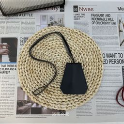 thumbnail for in stock solid color neck key bag small long leather necklace clothing with decorative pendant