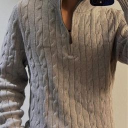 thumbnail for Sweep Size RL Ruff Pony Embroidered Knitwear Men's Autumn and Winter Vertical Collar Twist Half-Zip Sweater Women's Warm
