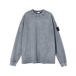 thumbnail for Foreign Trade Cross-Border Stone Washed Vintage Round Neck Loose Base Long-Sleeve Sweatshirt T-Shirt Dropshipping Island Trend
