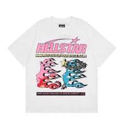 thumbnail for Meichao Hell ins with the same retro star digital top, men's and women's casual trend, cotton wash short-sleeved T-shirt