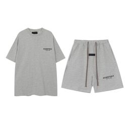 thumbnail for Fog Multi-Thread Essentials Stereo Silicone Letters Flocked Short-Sleeved High Street Casual Sports Shorts for Men and Women