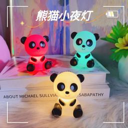 thumbnail for Cute little panda vinyl night light sleeping light bedroom bedside light colorful dream creative gift desk decoration