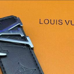 thumbnail for L men's belt with smooth buckle V-letter belt, youth plaid pants belt, trendy casual waistband, business versatile