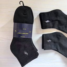 thumbnail for Cross-border foreign trade PO Raff LO Lauren black and white mid-length towel bottom sports socks casual embroidery polo 6