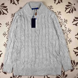 thumbnail for Sweep Size RL Raff Pony Embroidered Knitwear Men's Autumn and Winter Vertical Collar Twist Couple's Half Zip Sweater Women