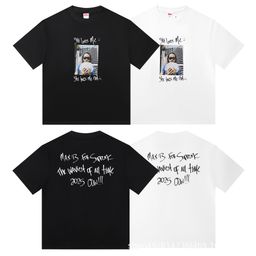 thumbnail for New European and American trend cotton crew neck T-shirt English logo uni** loose version T-shirt couple short sleeve tee