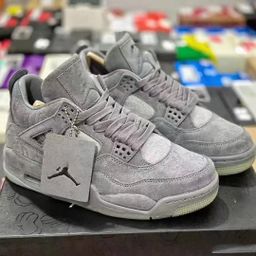 thumbnail for High version aj4 suede gray basketball shoes men's platform air cushion casual sneakers women's high top Kaws luminous trendy shoes