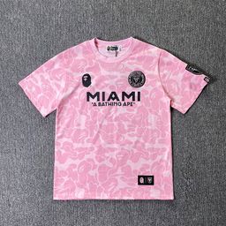 thumbnail for Cross-Border Export Wholesale Camouflage Sports Short-Sleeved T-Shirt Ape International Joint Miami Miami Round Neck Embroider Trend