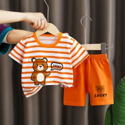 thumbnail for Children's Short-sleeved suit Cotton Girls' Summer Wear Boys T-shirt Baby Baby's Clothes Korean Style Children's Wear Shorts Sports