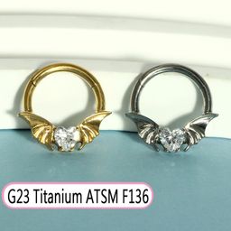thumbnail for G23钛合金椭圆形锆石鼻中隔鼻钉鼻环闭合环耳环耳蜗钉穿刺饰品新