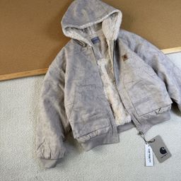 thumbnail for Car Winter Windproof and Warm Imitation Mink Fur Marble Hooded Cotton Jacket Fleece-Lined Work Jacket