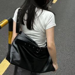 thumbnail for in stock Autumn and Winter Large Capacity Soft Leather Tote Bag Casual Style Shoulder Crossbody Bag Retro New Spice Girl Motorcycle Bag