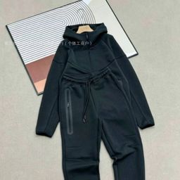 thumbnail for 26 Spring and Autumn New Casual Sports Air Layer Hooded Jacket and Sweatpants Set 454 and 461
