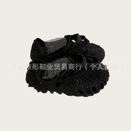 thumbnail for Cross Fingerprint Hole Shoes Men's Casual Flats Outer Wear Non-Slip Sandals Couple Beach Shoes Toe Slippers