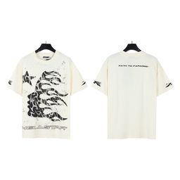 thumbnail for American Trend Hell Star Ins Same Style Retro Printed Tops for Men and Women Casual Loose Trendyy Washed Short-Sleeved T-Shirt