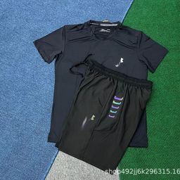 thumbnail for Foreign trade spot ice silk quick-drying sports short sleeve T-shirt men's summer breathable loose fitness casual crew neck top