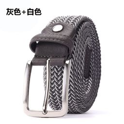 thumbnail for Fashionable popular men's belts braided elastic belts non-perforated belts men's and women's pin buckle elastic belts wholesale factory