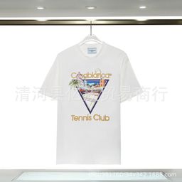 thumbnail for 跨境外贸春夏新款280克双纱卡萨布兰卡彩绘数码直喷 CASA短袖T恤4