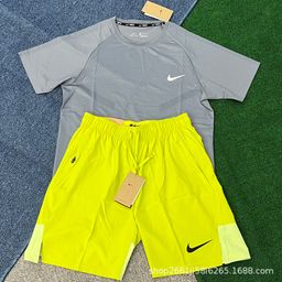 thumbnail for New summer ice silk short-sleeved suit sports running fitness casual loose breathable quick-drying basketball shorts