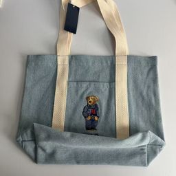 thumbnail for Rakuten Japan POLO Web Denim Set Bear Embroidery Canvas Bag Shopper Bag Tote Bag Tote